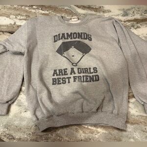 Vintage Women’s  Gray Graphic Crewneck Sweater - Baseball Mom